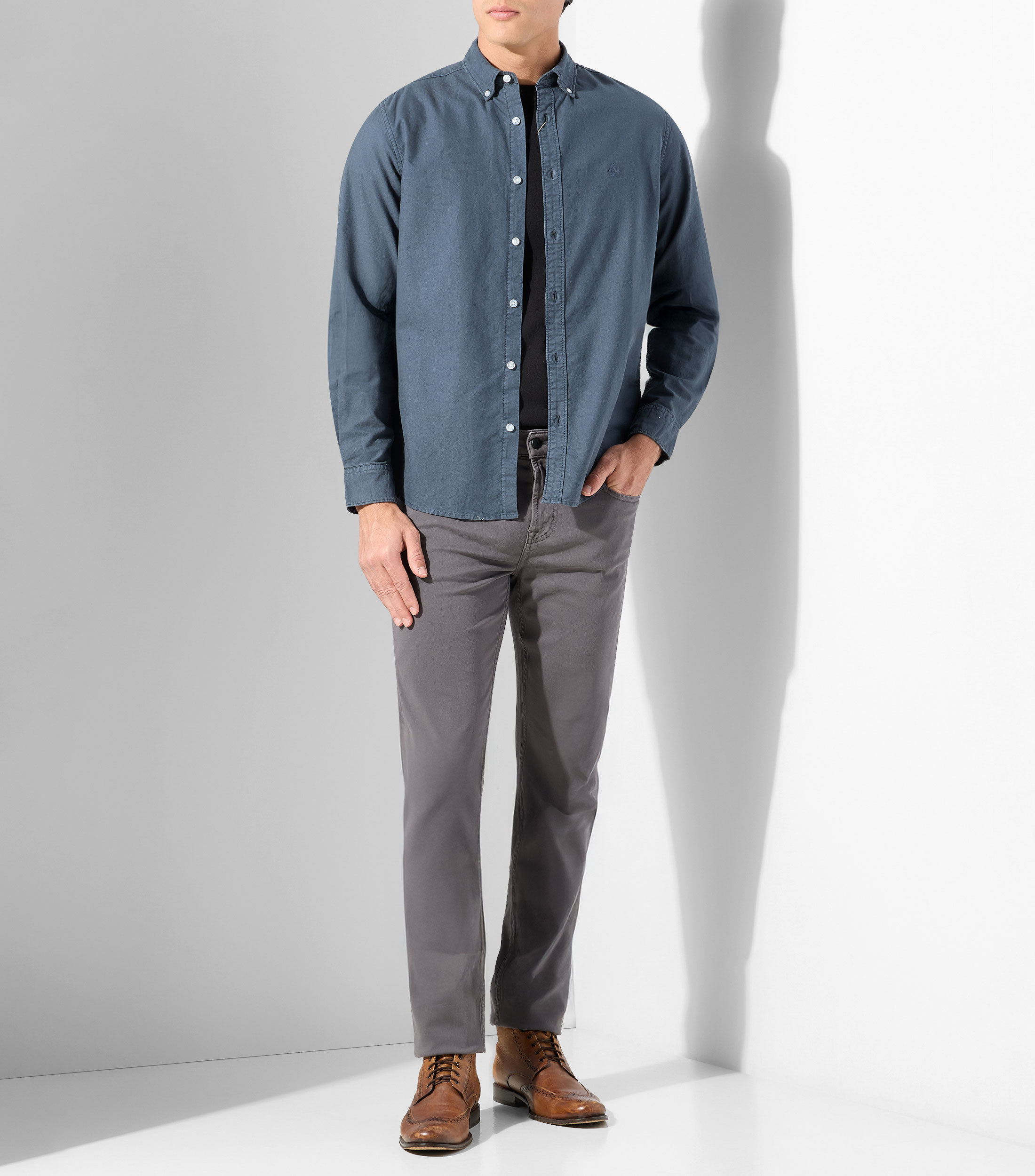 Camisa lisa manga larga Hombre